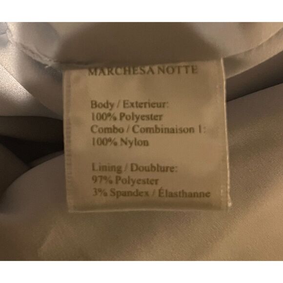 Marchesa Notte Ice Bell Bloom Sheath Crochet Overlay Dress Muted Blue Sz 8 - Picture 10 of 10